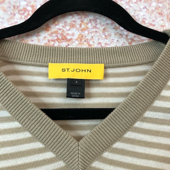 NWOT St. John | Striped V-Neck Wool Sweater - Picture 3 of 9